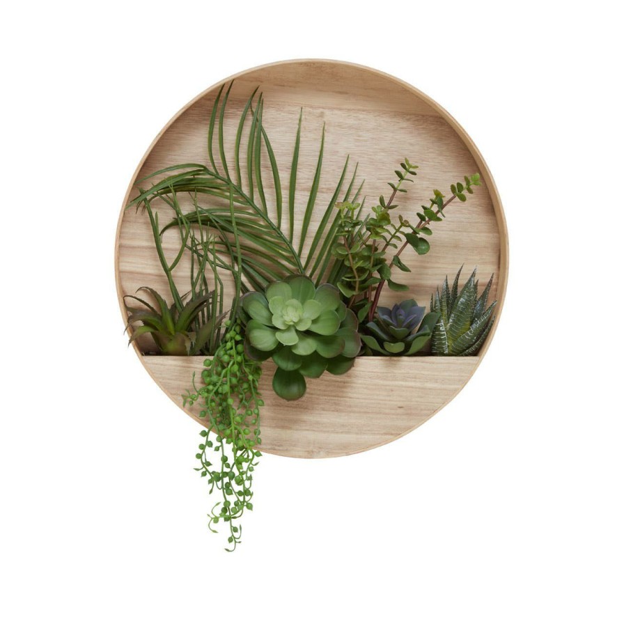 Accessories Fiori Faux Flowers and Plants | Fiori Mixed Succulents In Wood Wall Planter