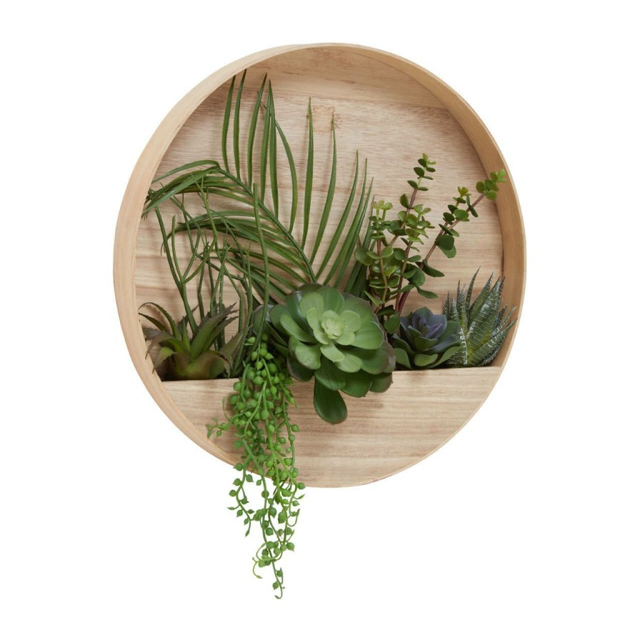 Accessories Fiori Faux Flowers and Plants | Fiori Mixed Succulents In Wood Wall Planter