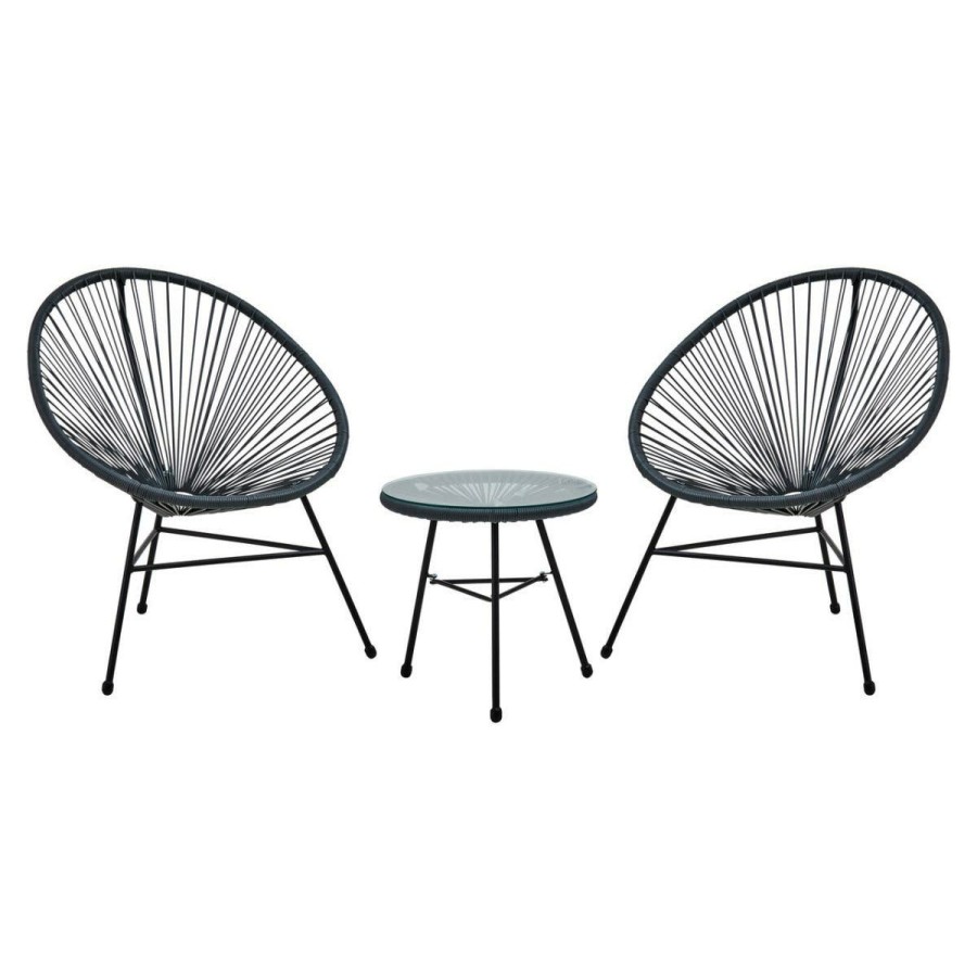 Outdoor Premier Tables and Sets | Miami Grey Rattan 3 Piece Patio Set