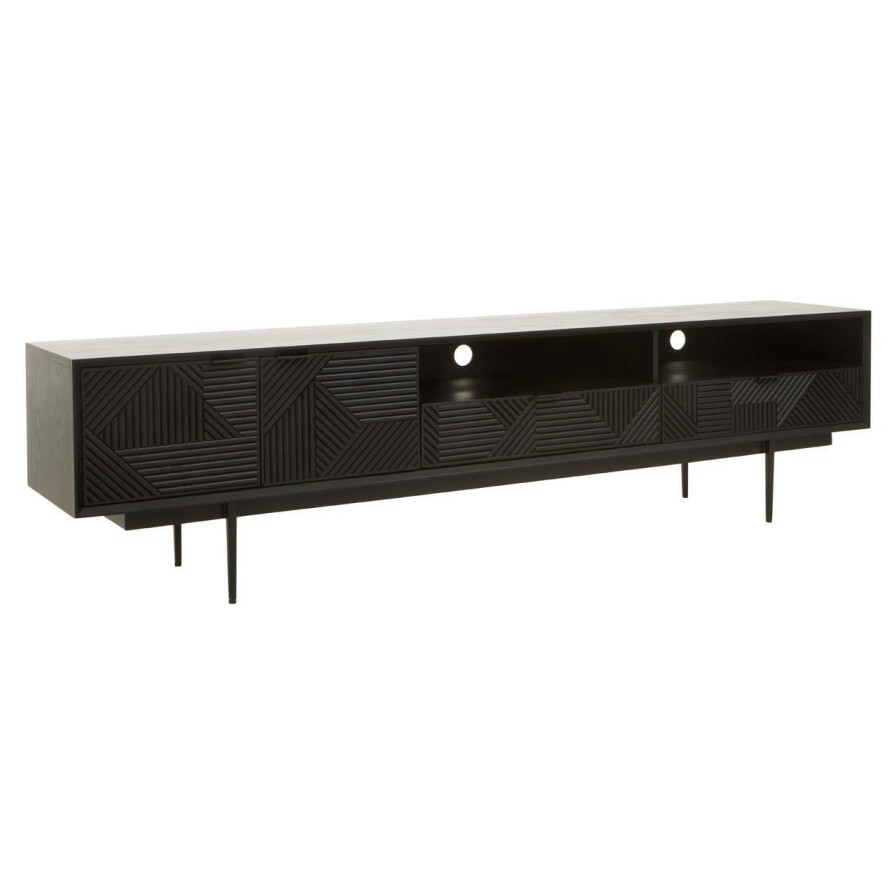 FURNITURE Fifty Five South Storage | Jakara Black Finish Wooden Media Unit