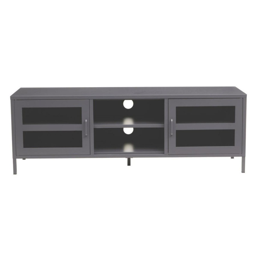 FURNITURE Premier Media and TV Units | Acier Two Door Grey Media Unit