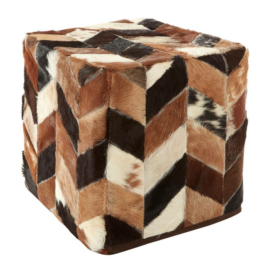 FURNITURE Bosie Pouffes | Safira Natural Patchwork Pouffe