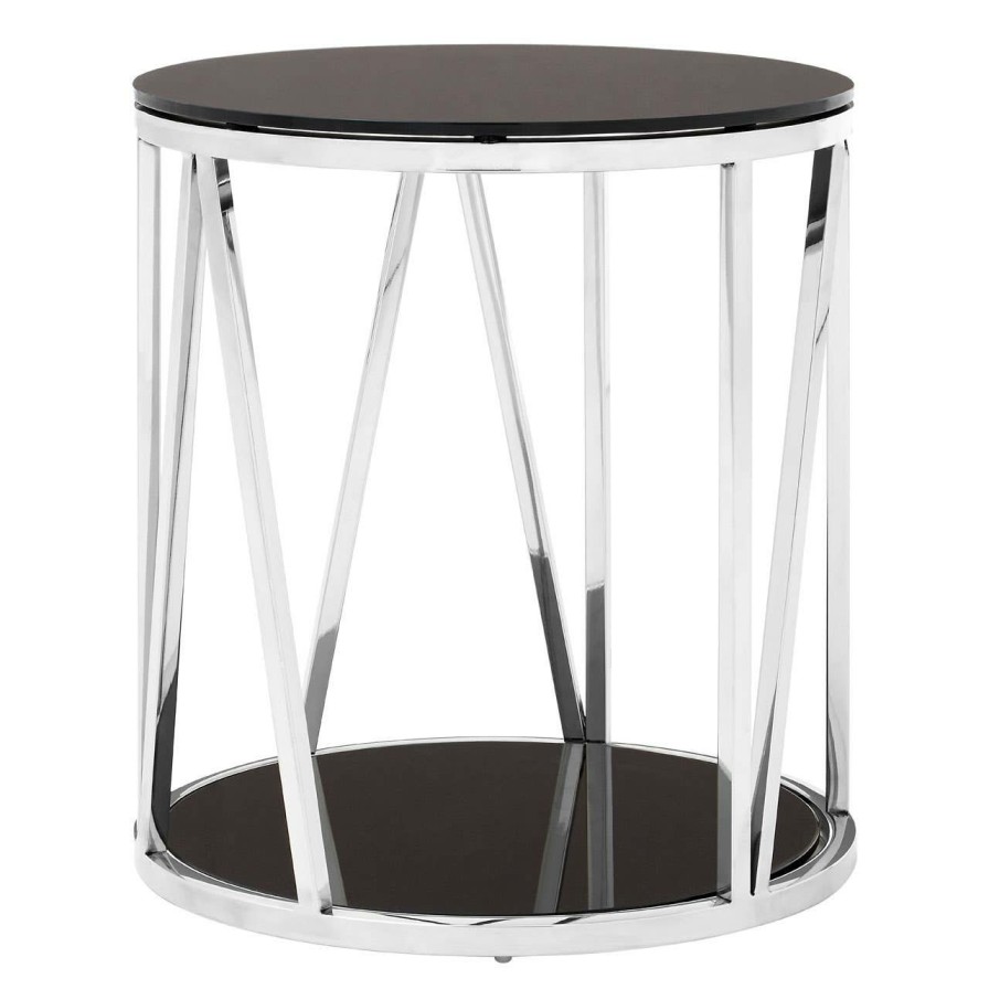 FURNITURE Fifty Five South Side Tables | Alvaro Round Chrome Finish Side Table