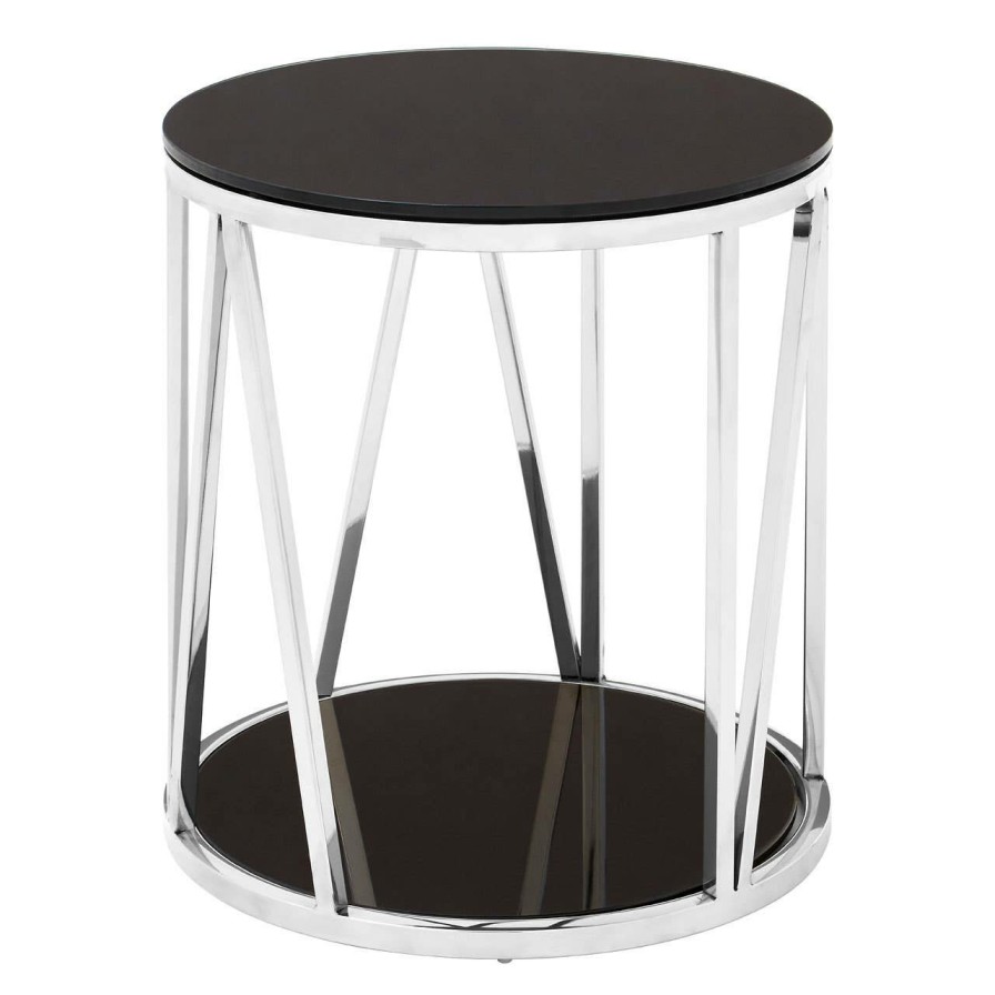 FURNITURE Fifty Five South Side Tables | Alvaro Round Chrome Finish Side Table