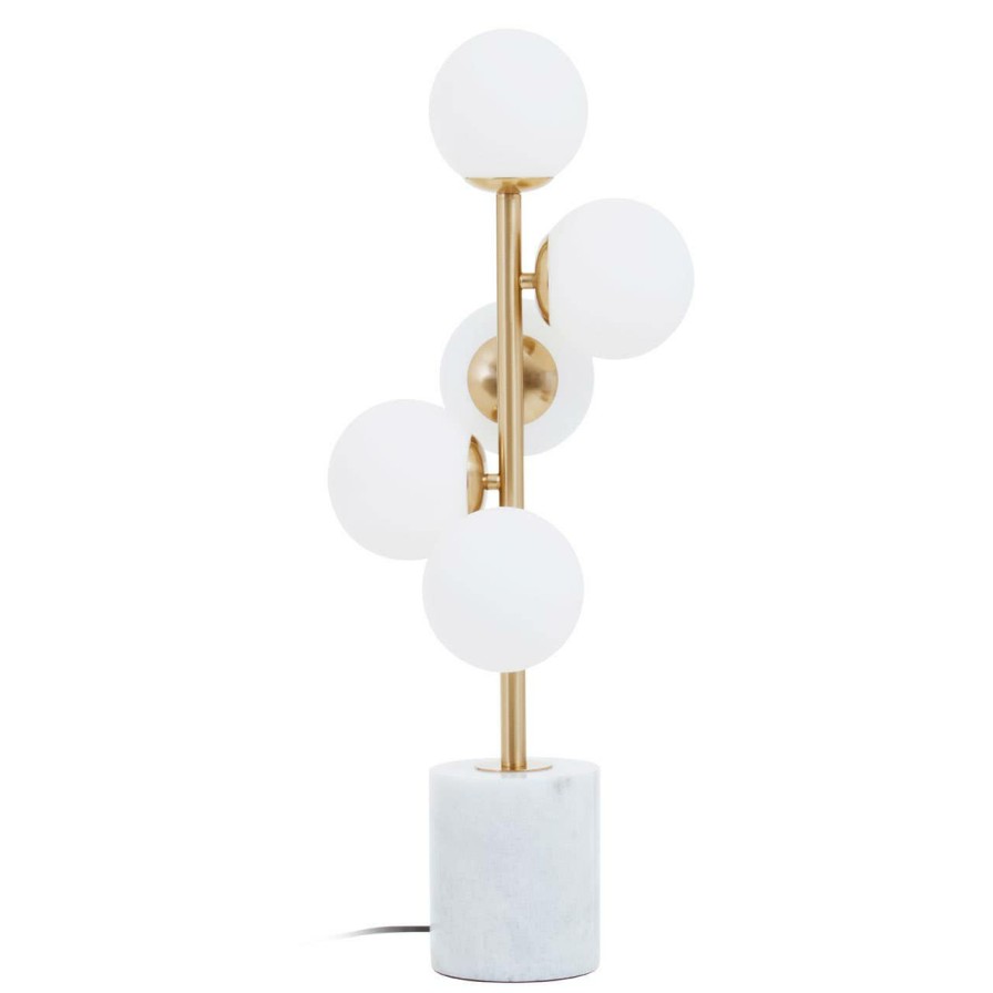 Accessories Fifty Five South Table Lamps | Abira Brushed Brass And White Marble Table Lamp