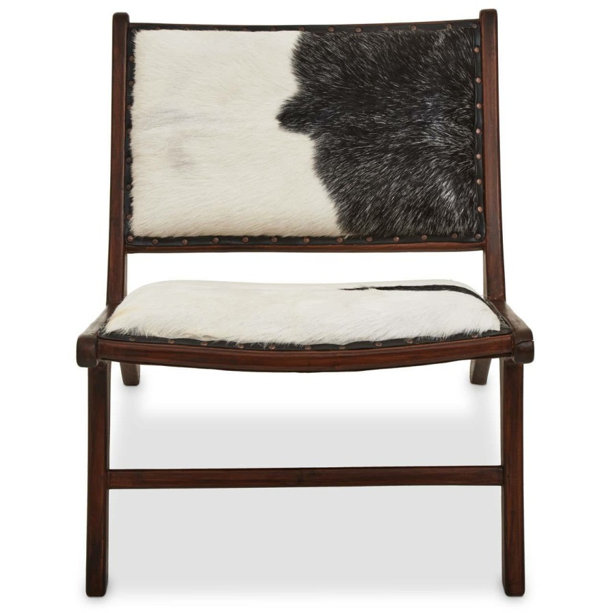 FURNITURE Fifty Five South Statement Chairs | Inca Genuine Black And White Goat Hide Chair