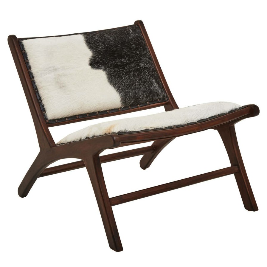 FURNITURE Fifty Five South Statement Chairs | Inca Genuine Black And White Goat Hide Chair