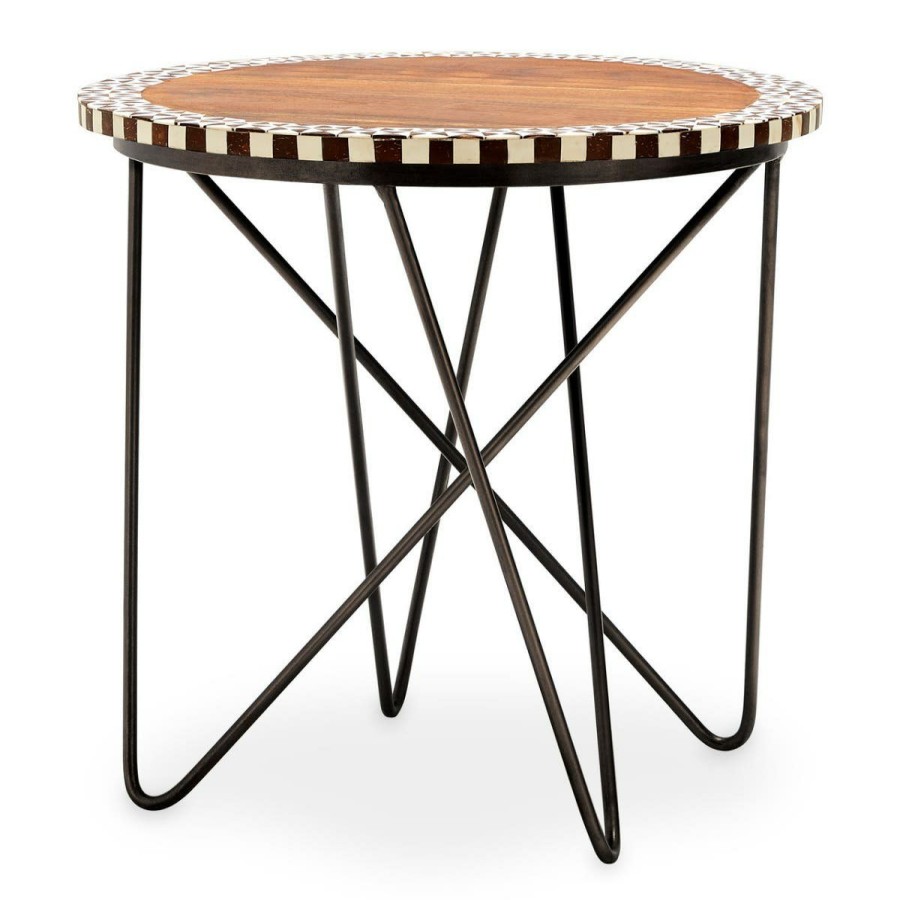 FURNITURE Fifty Five South Side Tables | Artisan Round Acacia Wood Side Table