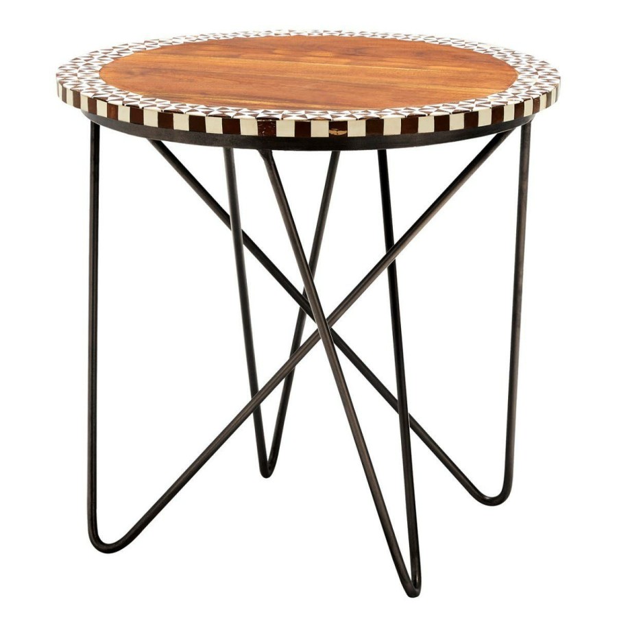 FURNITURE Fifty Five South Side Tables | Artisan Round Acacia Wood Side Table