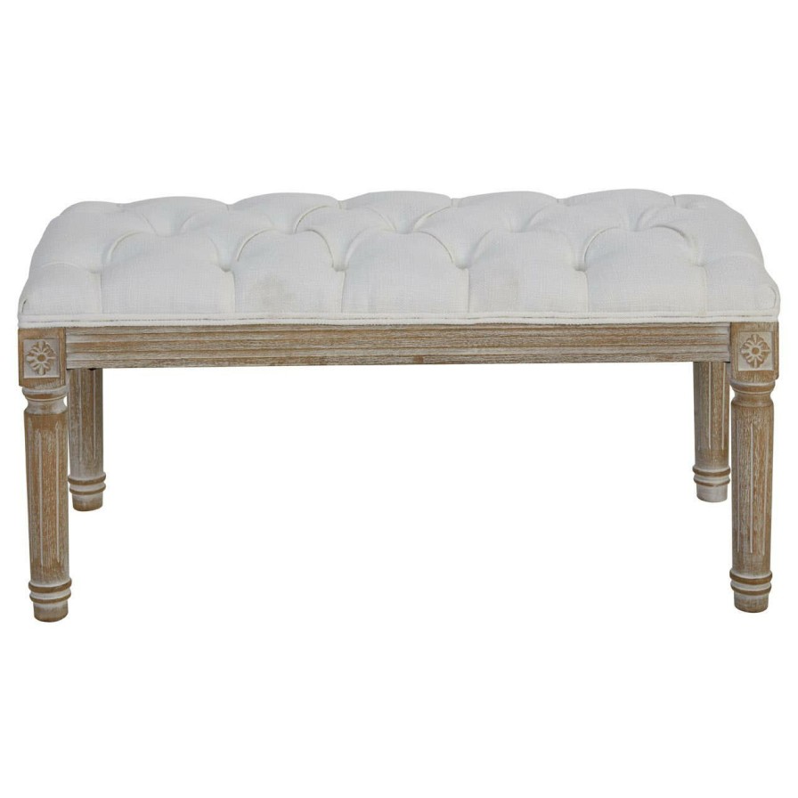 FURNITURE Fifty Five South Seating | Kensington Townhouse Cream Linen Bench