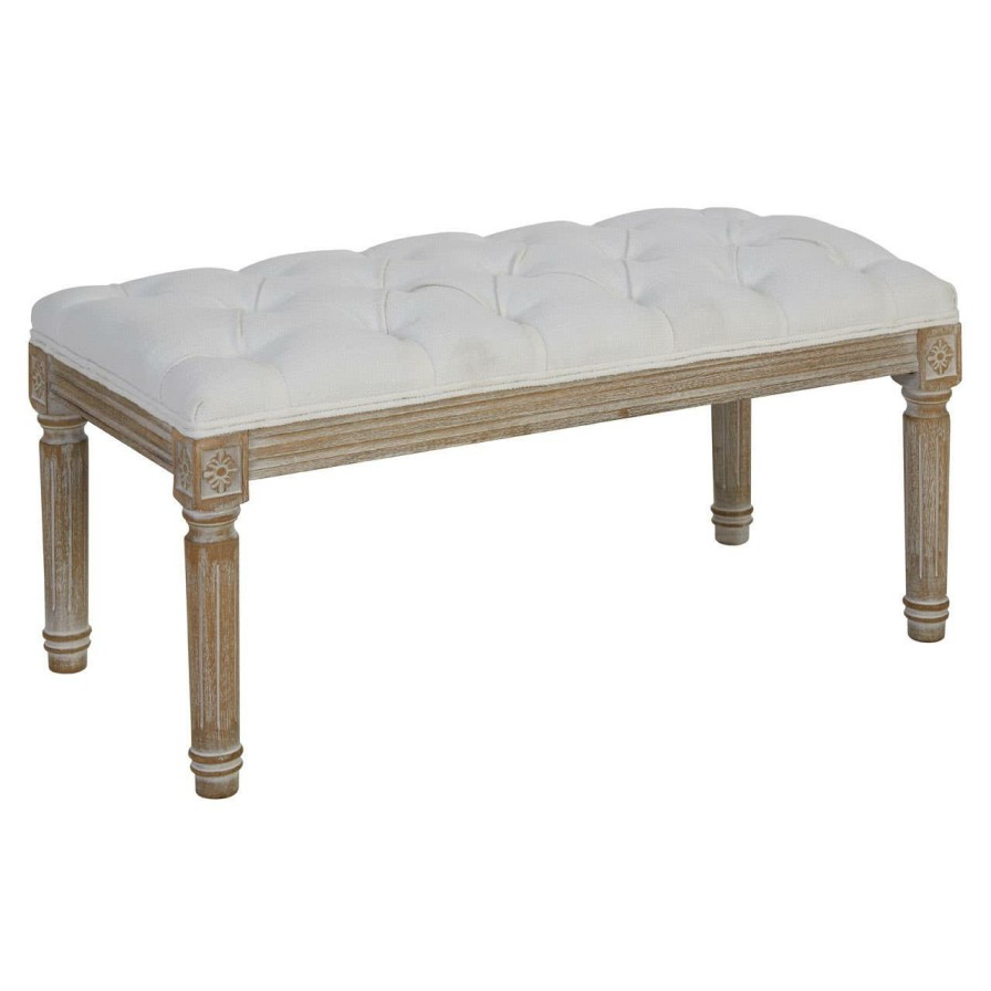 FURNITURE Fifty Five South Seating | Kensington Townhouse Cream Linen Bench