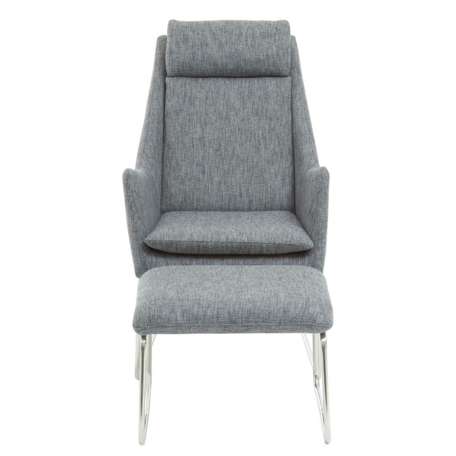 FURNITURE Fifty Five South Seating | Azalea Grey Fabric Chair And Footstool