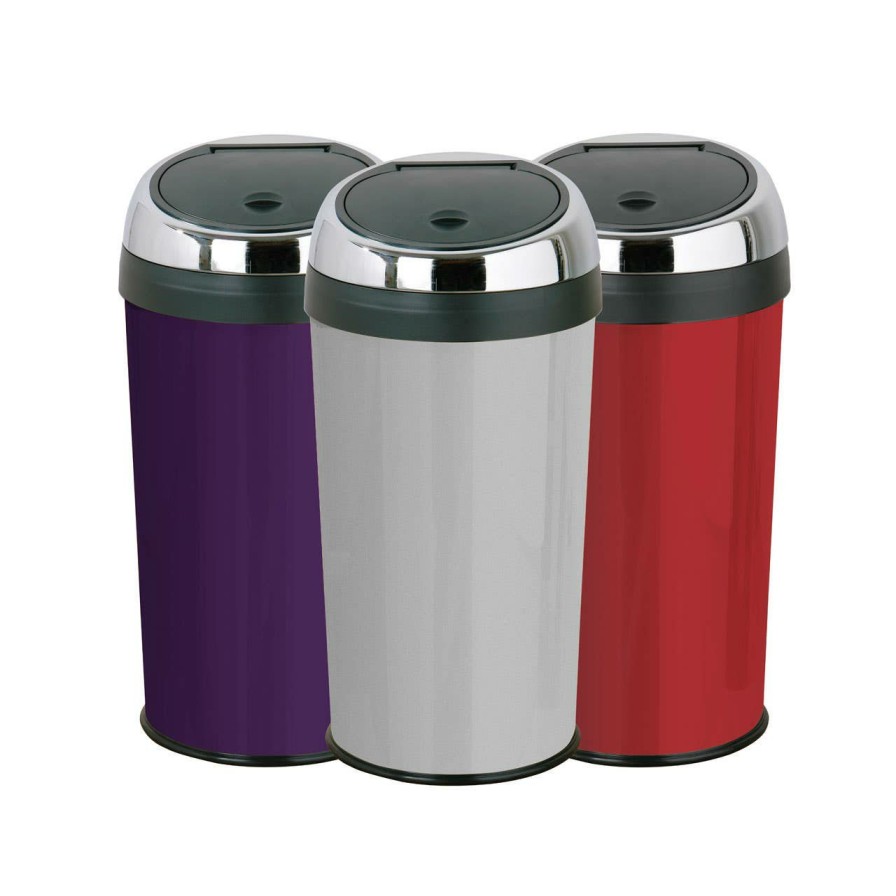 Bathe and Utility Premier Bins and Recycling | Miller Red Enamel Touch Top Bin 30 Ltr