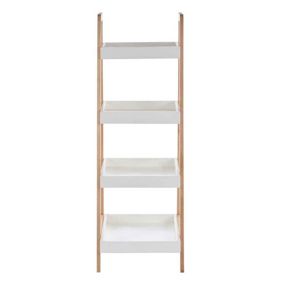 Bathe and Utility Premier Racks, Caddies and Shelf Units | Arla Four Tier Birch Wood Bathroom Shelf Unit