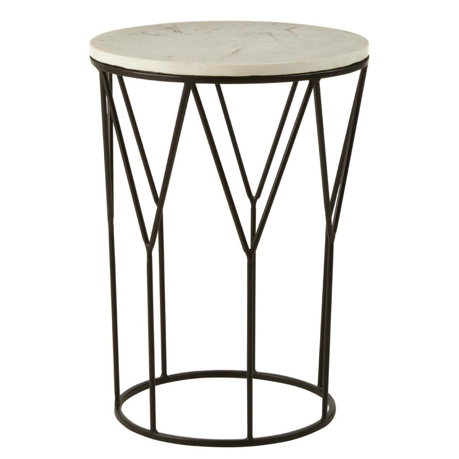 FURNITURE Premier Side Tables | Shalimar Marble Side Table With Black Finish Base