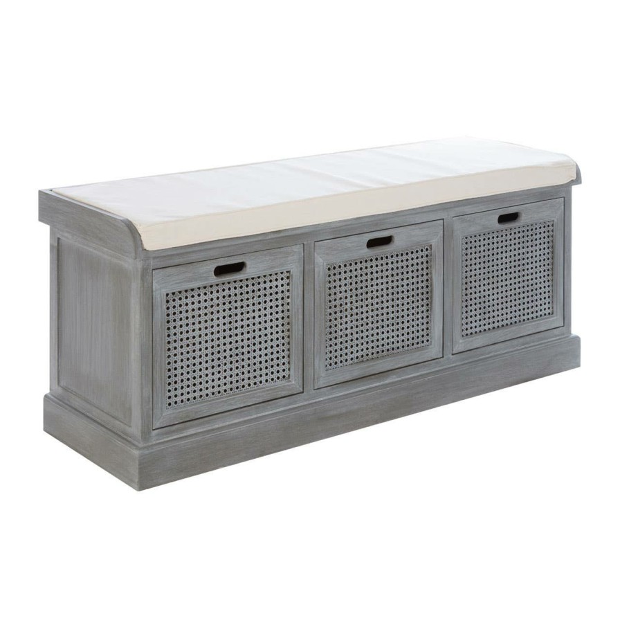 FURNITURE Premier Drawers | Heritage 3 Drawer Slate Grey Storage Bench