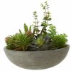 Accessories Fiori Faux Flowers and Plants | Fiori Stone Effect Pot Mixed Succulent