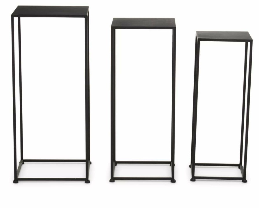 Accessories Premier Vases, Planters and Plant Stands | Avento Set Of Three Square Black Plant Stands