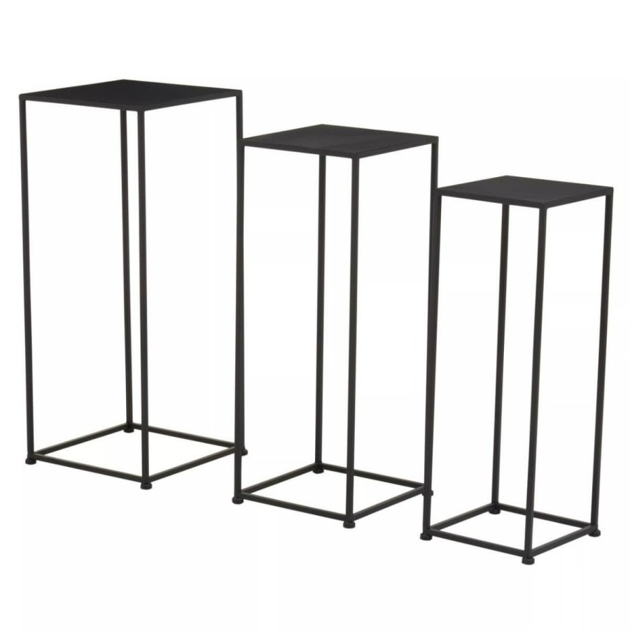 Accessories Premier Vases, Planters and Plant Stands | Avento Set Of Three Square Black Plant Stands