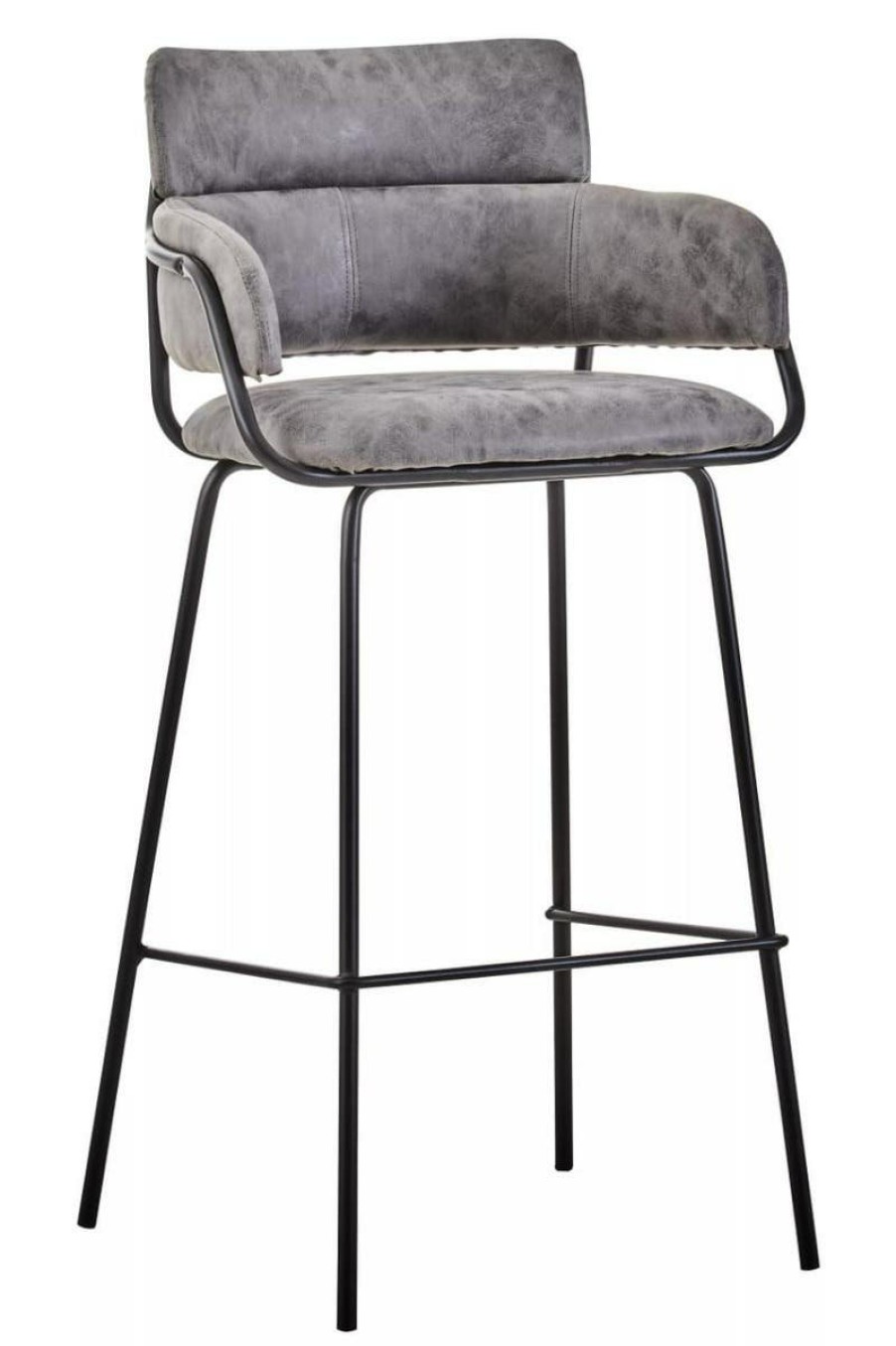 FURNITURE Fifty Five South Bar Seating | Tamzin Grey Faux Leather Bar Chair