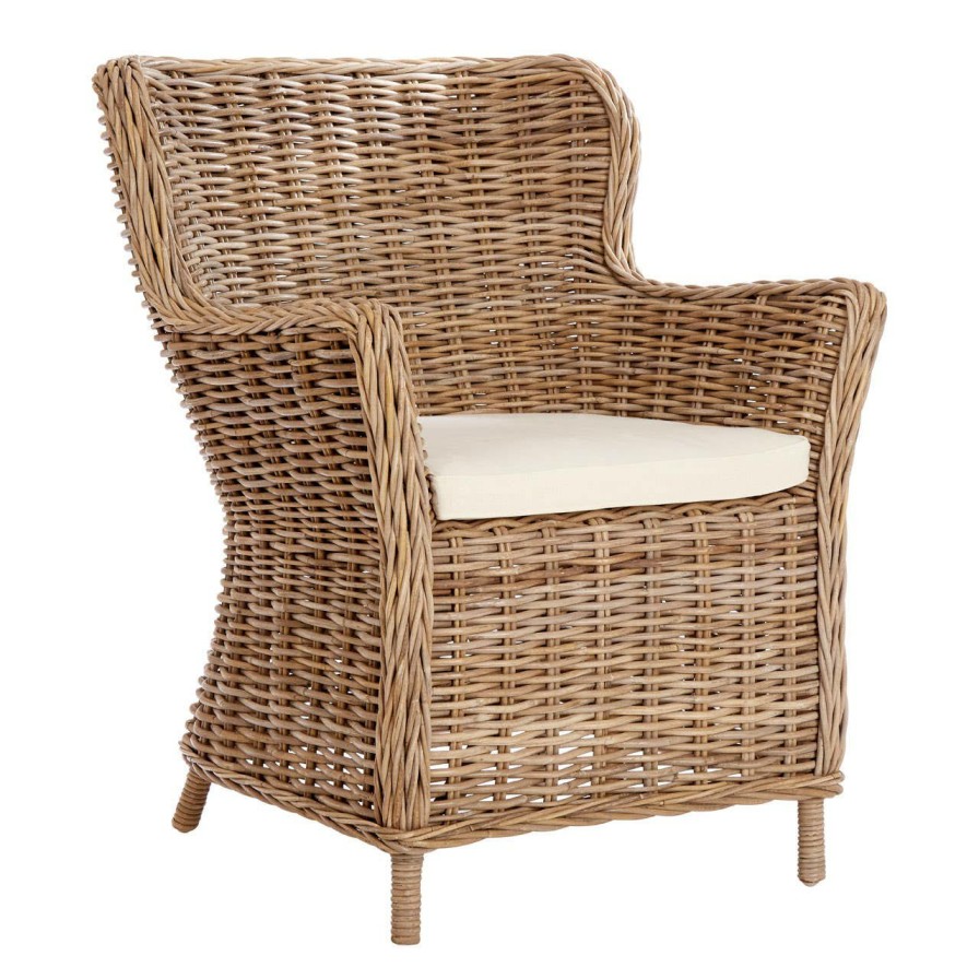 FURNITURE Fifty Five South Conservatory | Lovina Wing Back Natural Rattan Chair