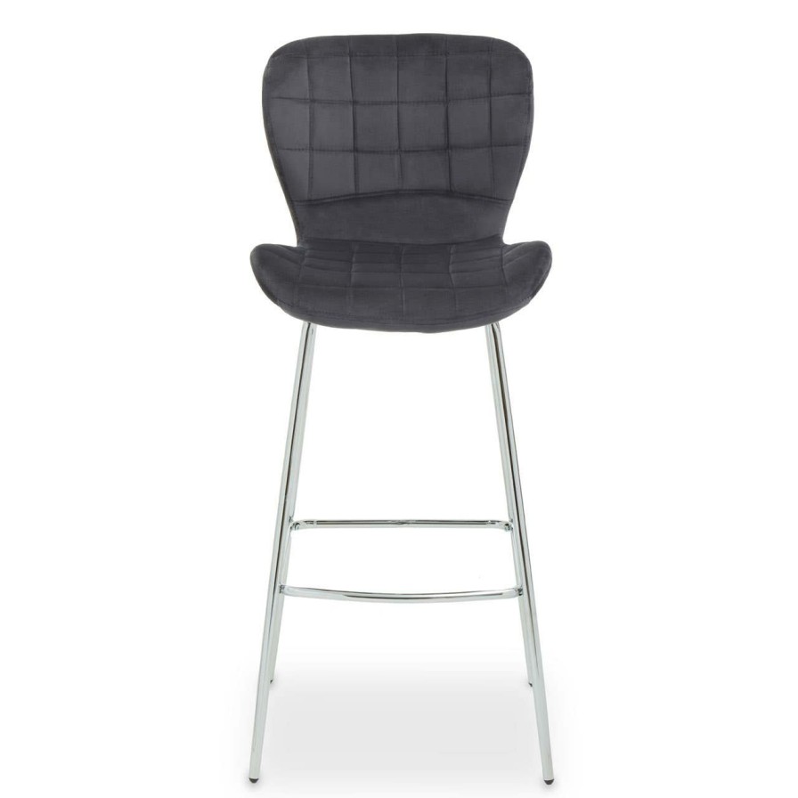 FURNITURE Premier Bar Seating | Warton Grey Velvet Bar Chair