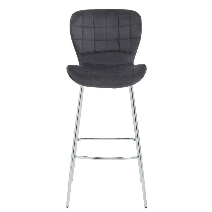 FURNITURE Premier Bar Seating | Warton Grey Velvet Bar Chair