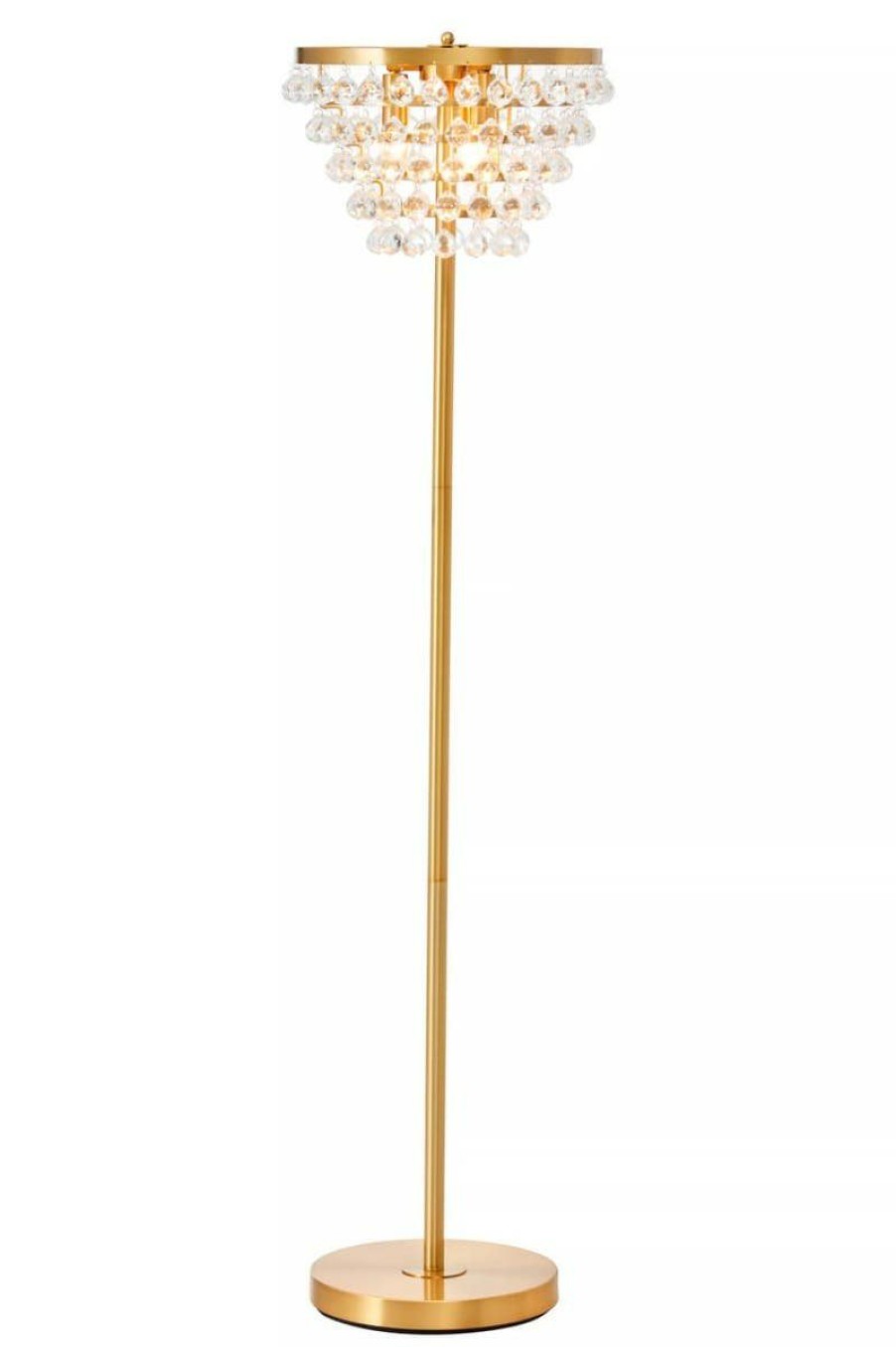 Accessories Fifty Five South Floor Lamps | Hutchinson Clear Crystal Floor Lamp With Gold Metal