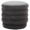 FURNITURE Fifty Five South Seating | Helen Graphite Velvet Round Footstool