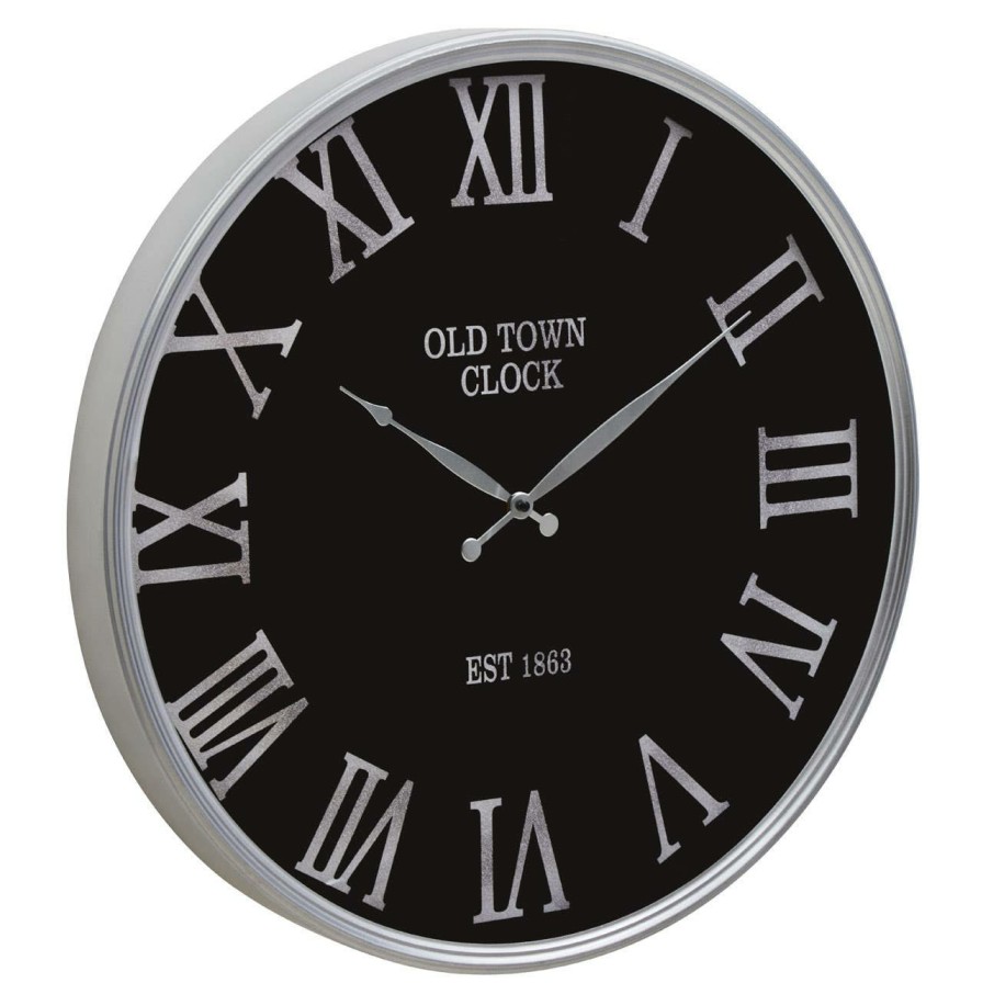 Accessories Fifty Five South Wall Clocks | Kent Black And Silver Wall Clock