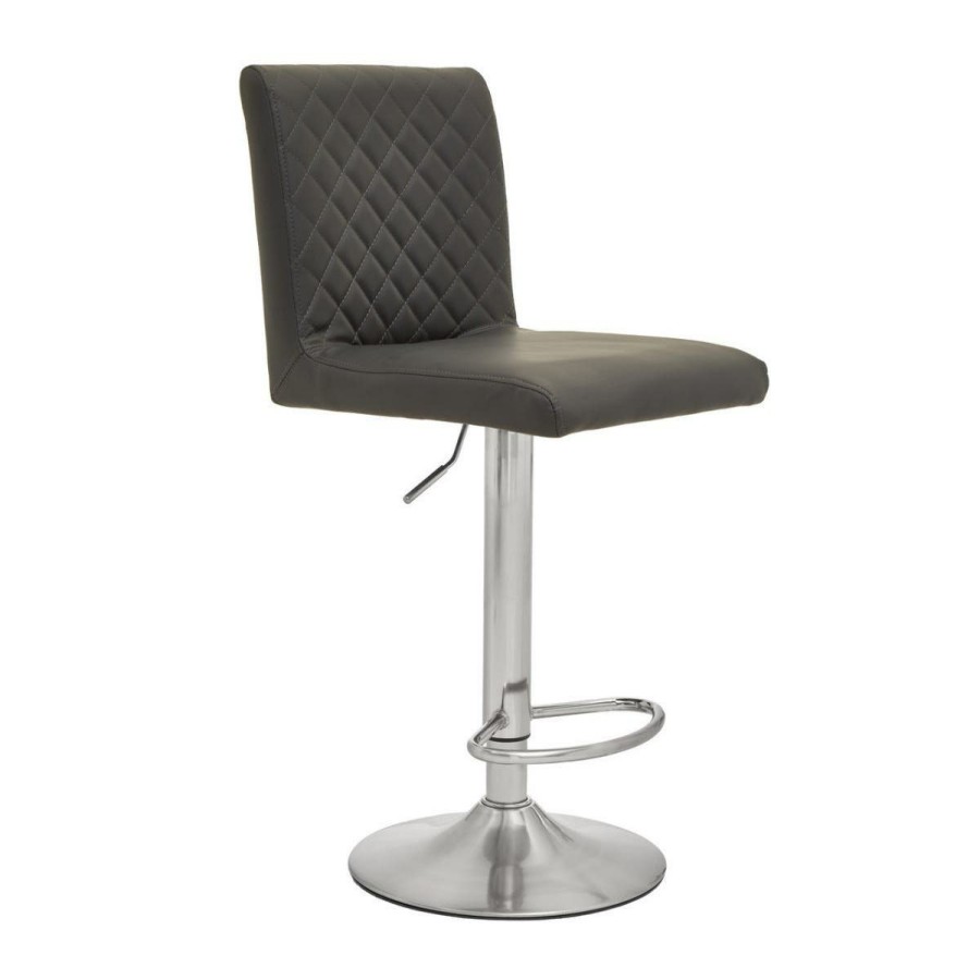 FURNITURE Premier Bar Seating | Baina Dark Grey Chrome Bar Stool With Round Base