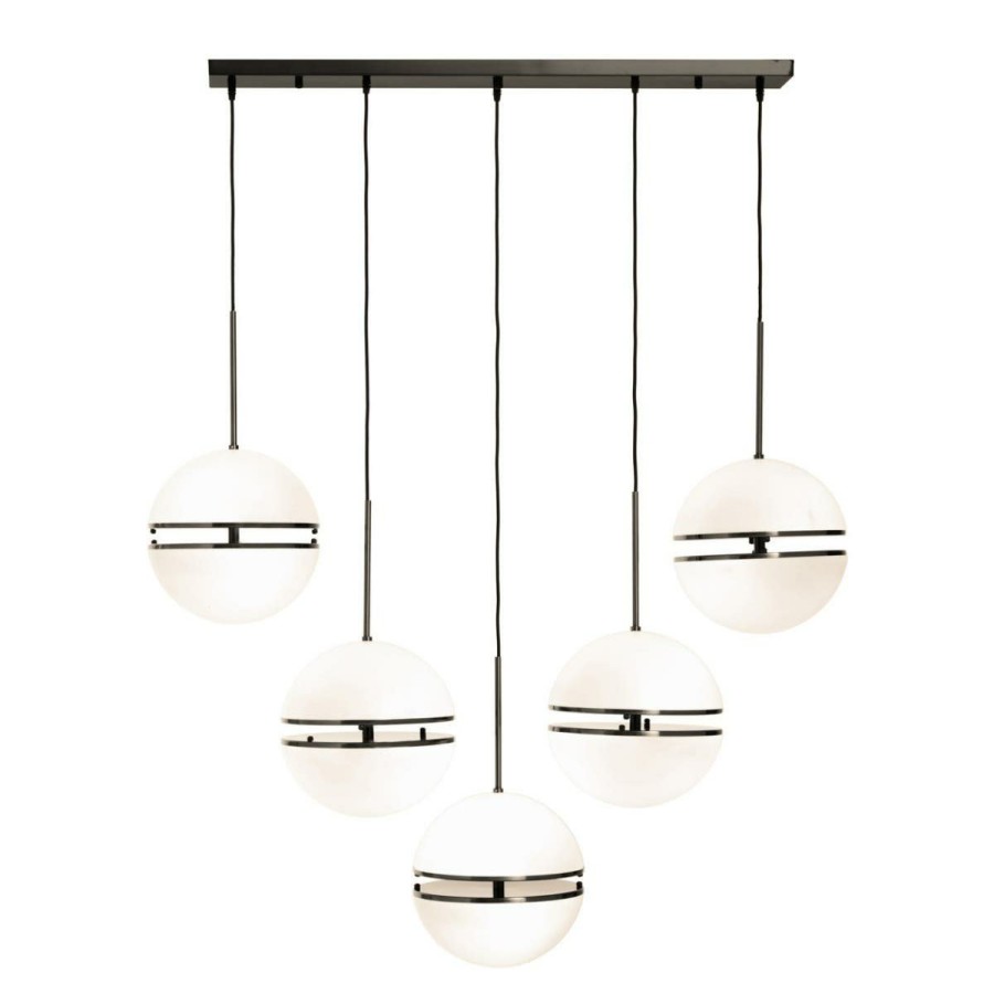 Accessories Fifty Five South Ceiling Lights | Abira Five Ball Matte Black Pendant Light