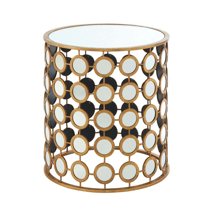 FURNITURE Premier Side Tables | Zariah Gold Finish Mirror Side Table