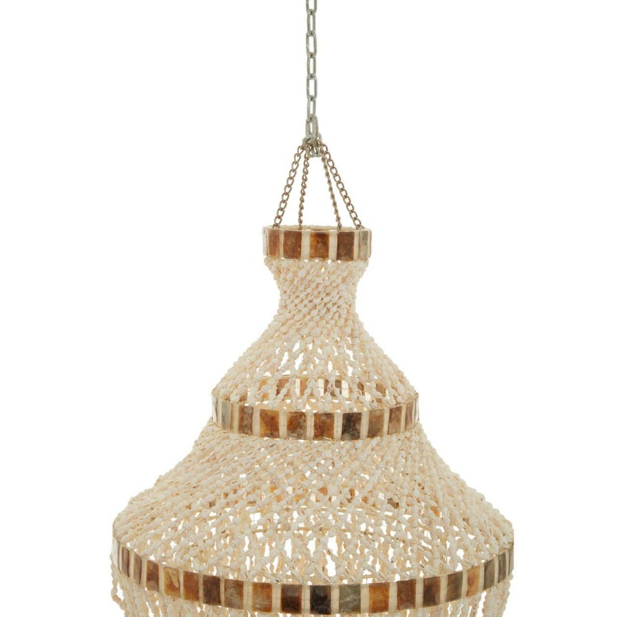 Accessories Fifty Five South Ceiling Lights | Palu Natural White And Amber Shell Pendant