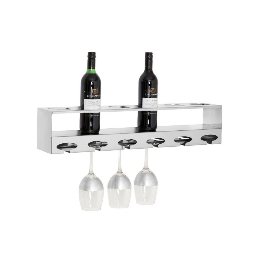 Kitchen and Dining Fifty Five South Wine Racks | Novo 6 Bottle Silver Finish Wine Rack