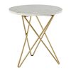 FURNITURE Fifty Five South Side Tables | Nirav White Marble With Gold Geometric Legs Side Table