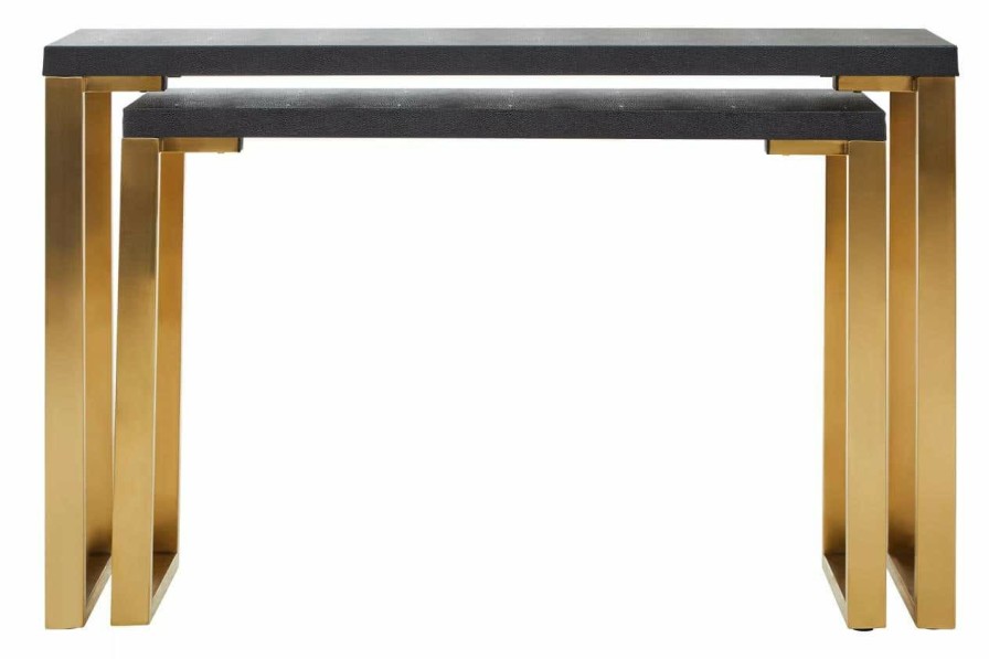 FURNITURE Fifty Five South Console Tables | Cardoba Set Of Two Black Shagreen Console Tables