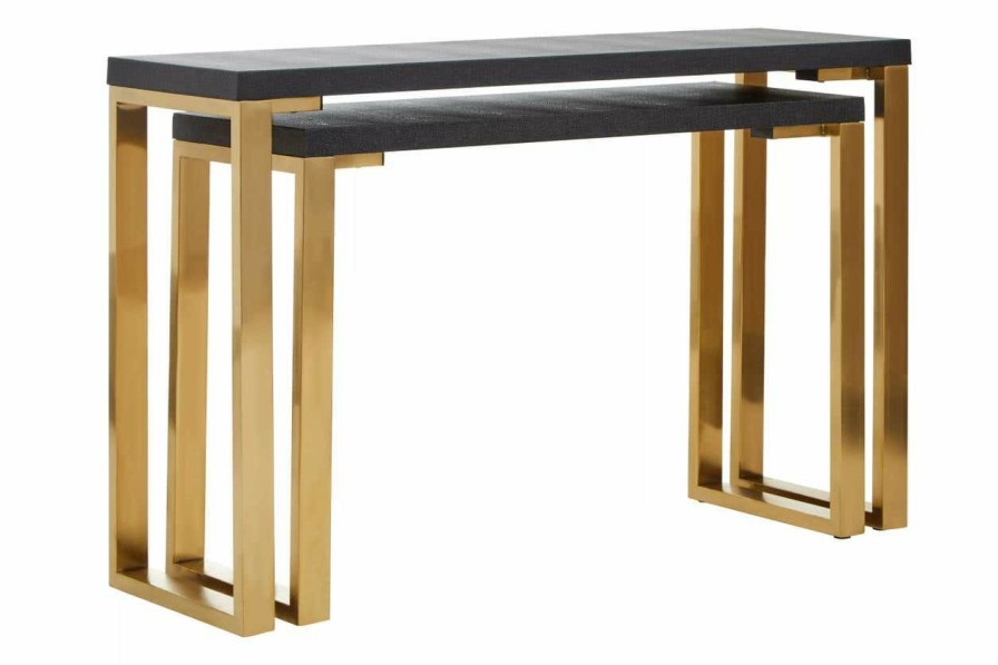 FURNITURE Fifty Five South Console Tables | Cardoba Set Of Two Black Shagreen Console Tables