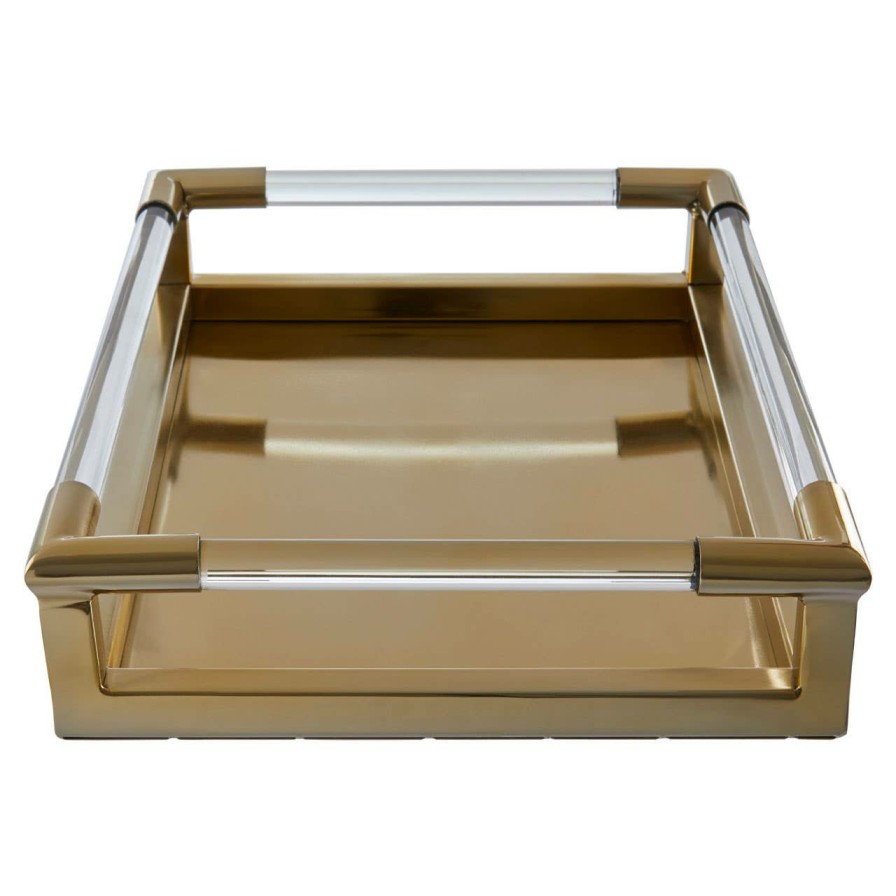 Accessories Fifty Five South Trays and Coasters | Lucita Gold Finish Tray