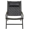 FURNITURE Fifty Five South Lounge Chairs | Kendari Black Leather Woven Chair