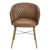 FURNITURE Fifty Five South Statement Chairs | Buffalo Grey Leather Chair With Gold Finish Legs