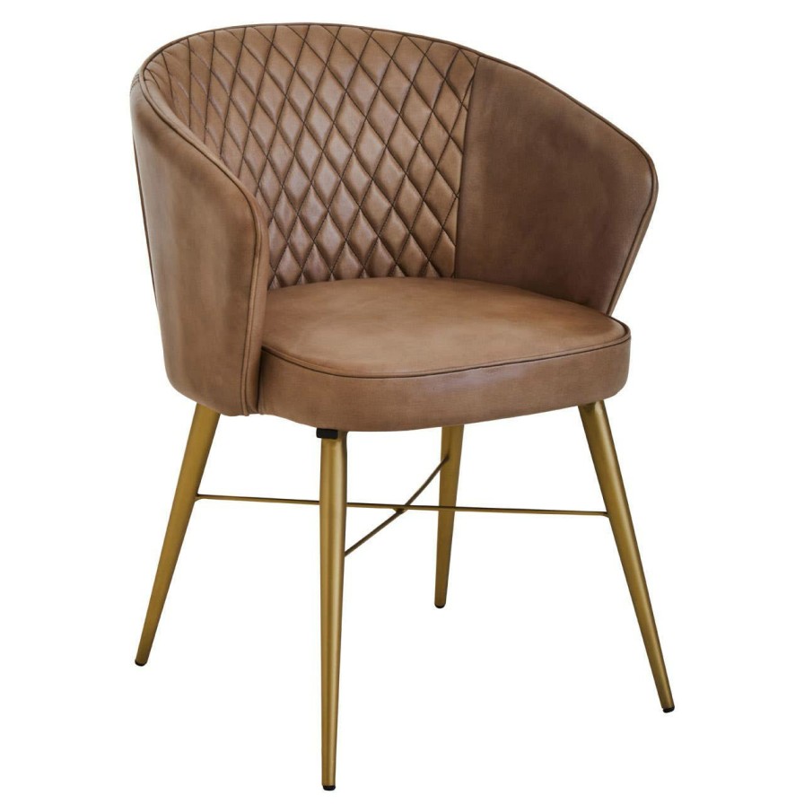 FURNITURE Fifty Five South Statement Chairs | Buffalo Grey Leather Chair With Gold Finish Legs