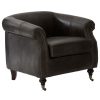 FURNITURE Fifty Five South Seating | Victor Grey Leather Winged Armchair