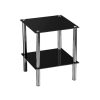 FURNITURE Premier Side Tables | 2 Tier Black Glass End Table