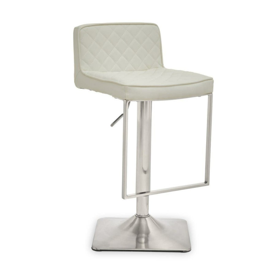 FURNITURE Premier Bar Seating | Baina White And Chrome Bar Stool With Square Base