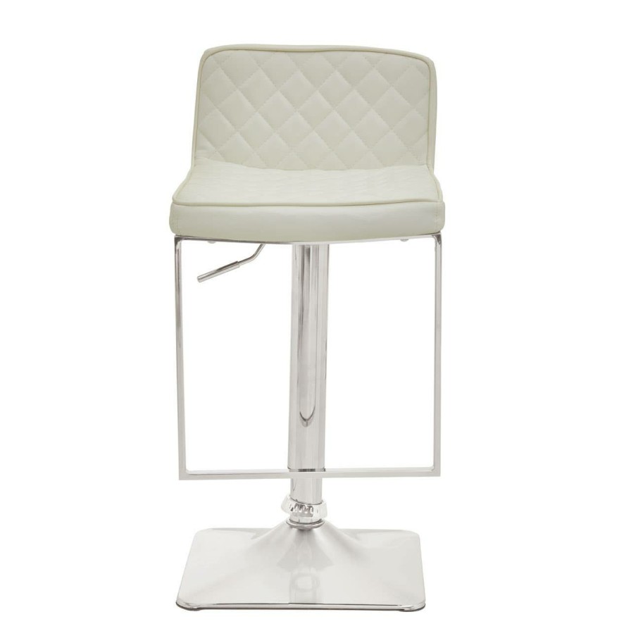 FURNITURE Premier Bar Seating | Baina White And Chrome Bar Stool With Square Base