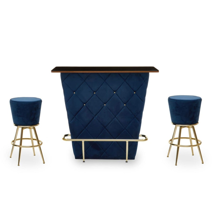 FURNITURE Fifty Five South Bar Tables | Presley Bar And Midnight Blue Stools Set