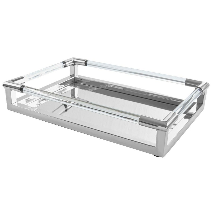 Accessories Fifty Five South Trays and Coasters | Lucita Silver Finish Tray