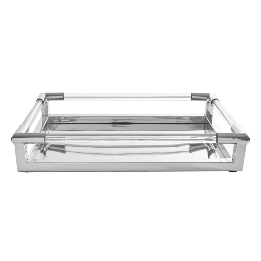 Accessories Fifty Five South Trays and Coasters | Lucita Silver Finish Tray