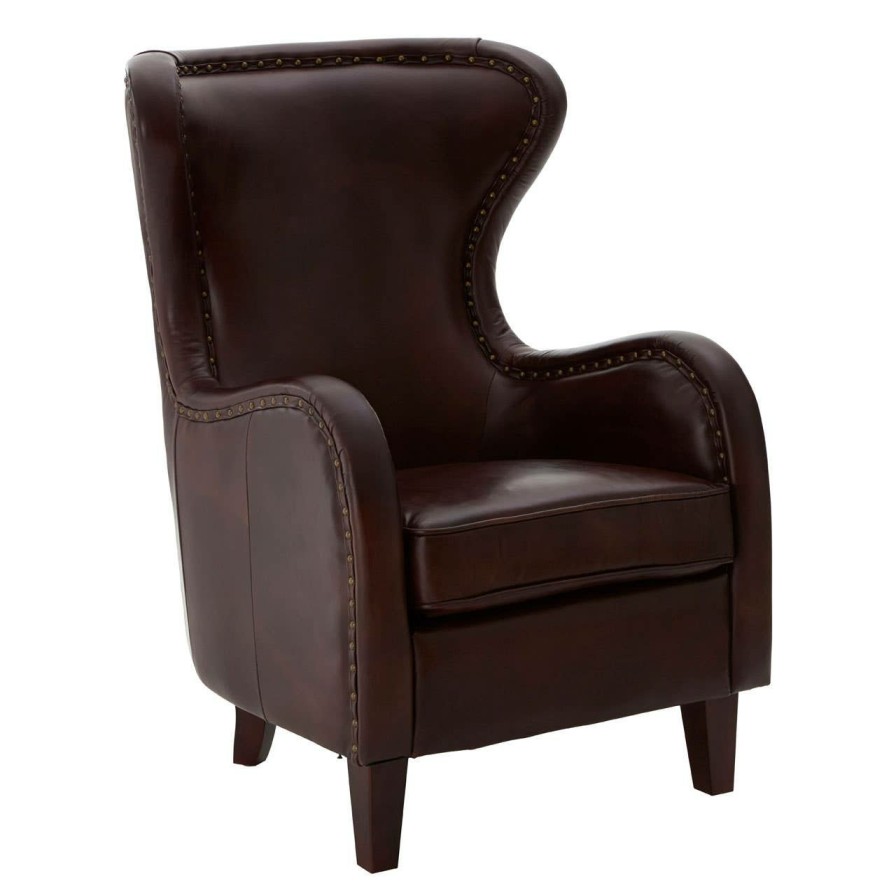 FURNITURE Fifty Five South Seating | Victor Dark Coffee Leather Armchair